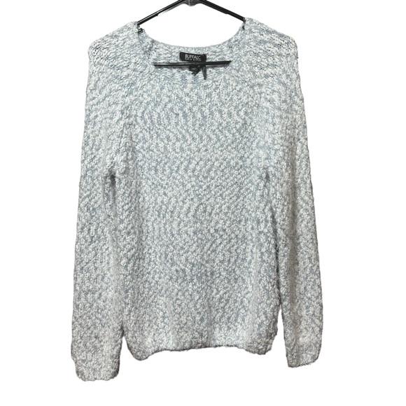 Buffalo David Bitton- NWT Light Blue/White Eyelash Knit Sweater- Sz. M - Picture 2 of 9